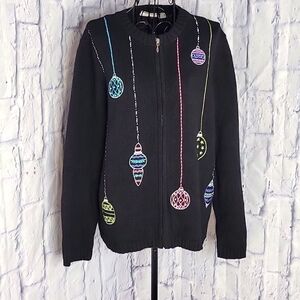 CROFT AND BARROW Christmas‎ Ornament Sweater Cardigan Medium
